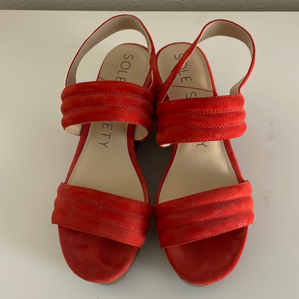 Sole Society orange suede wedges